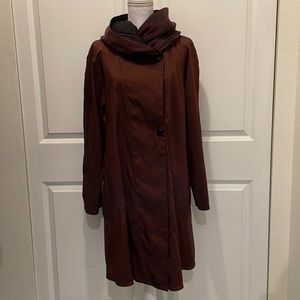 Mycra Pac Reversible Jacket with Pleated Hood in Metallic Copper Brown